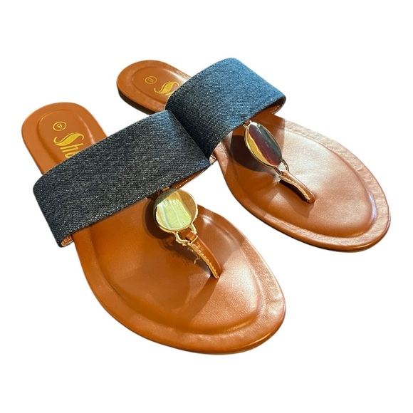 SHEIN Denim Strap Sandals – Size 9 - Picture 1 of 6